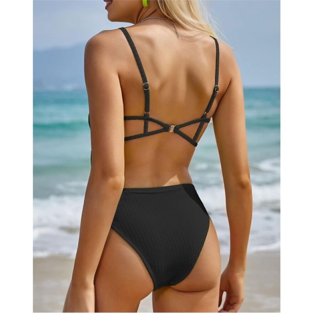 Zaful NWT L SEXY RIBBED STRAPPY OPEN BACK ONEPIECE SWIMSUIT